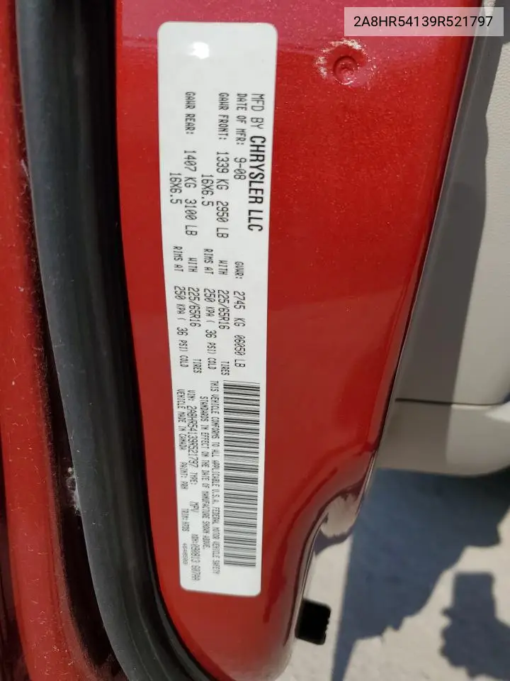 2009 Chrysler Town & Country Touring VIN: 2A8HR54139R521797 Lot: 56895545
