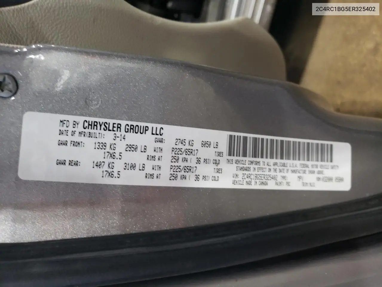2014 Chrysler Town & Country Touring VIN: 2C4RC1BG5ER325402 Lot: 56480485