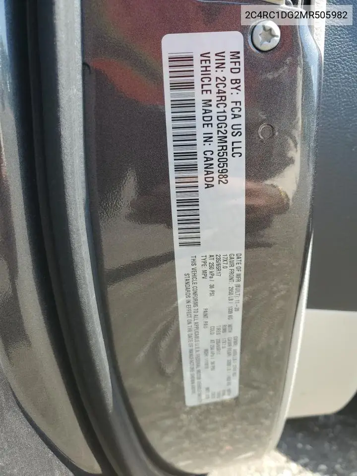 2021 Chrysler Voyager Lxi VIN: 2C4RC1DG2MR505982 Lot: 61819605