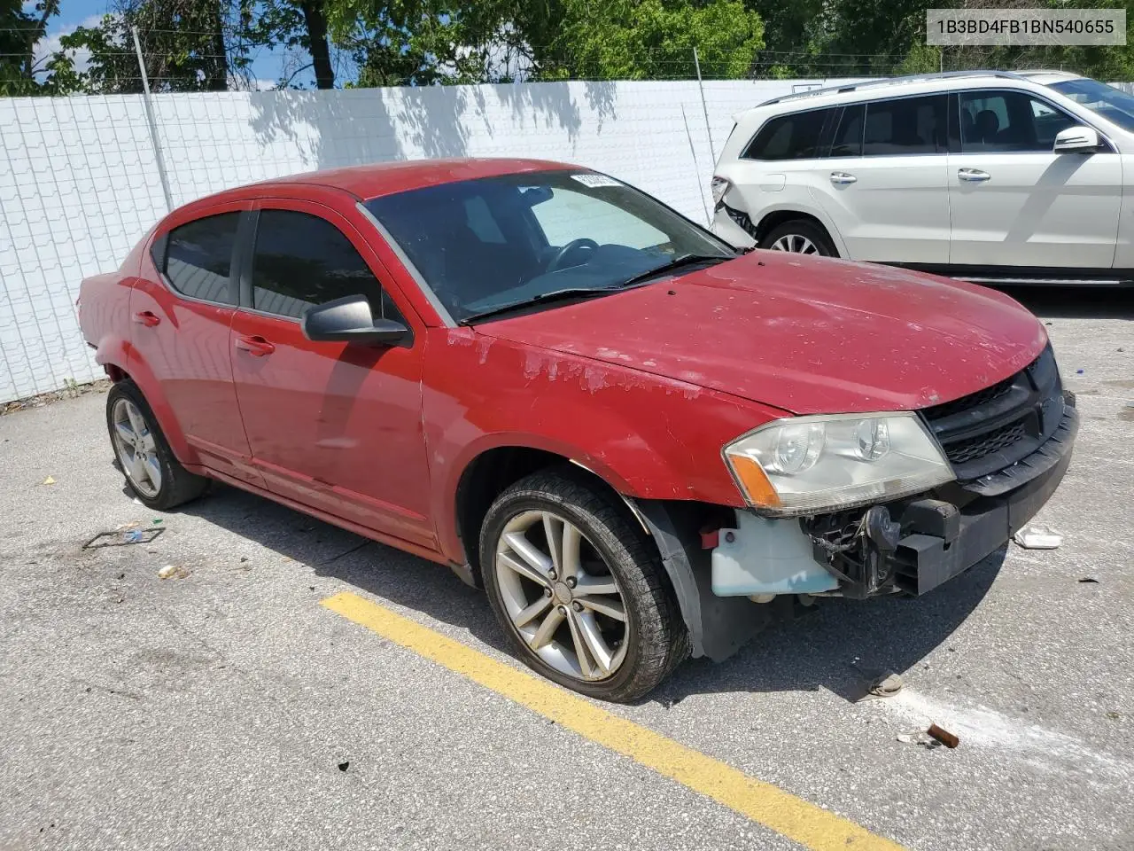 2011 Dodge Avenger Express VIN: 1B3BD4FB1BN540655 Lot: 62308155