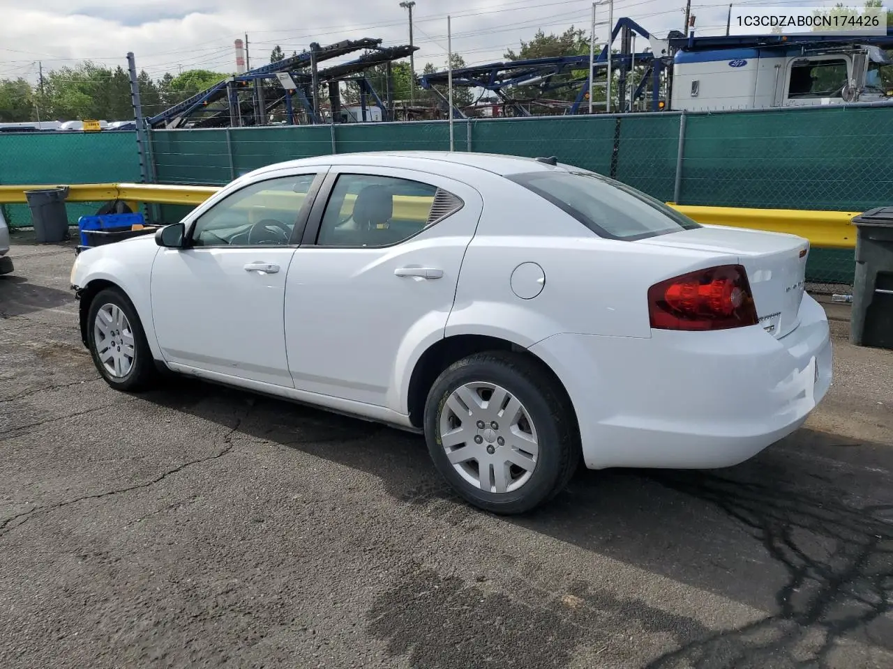 2012 Dodge Avenger Se VIN: 1C3CDZAB0CN174426 Lot: 56242325