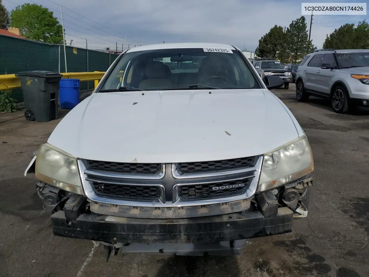 2012 Dodge Avenger Se VIN: 1C3CDZAB0CN174426 Lot: 56242325