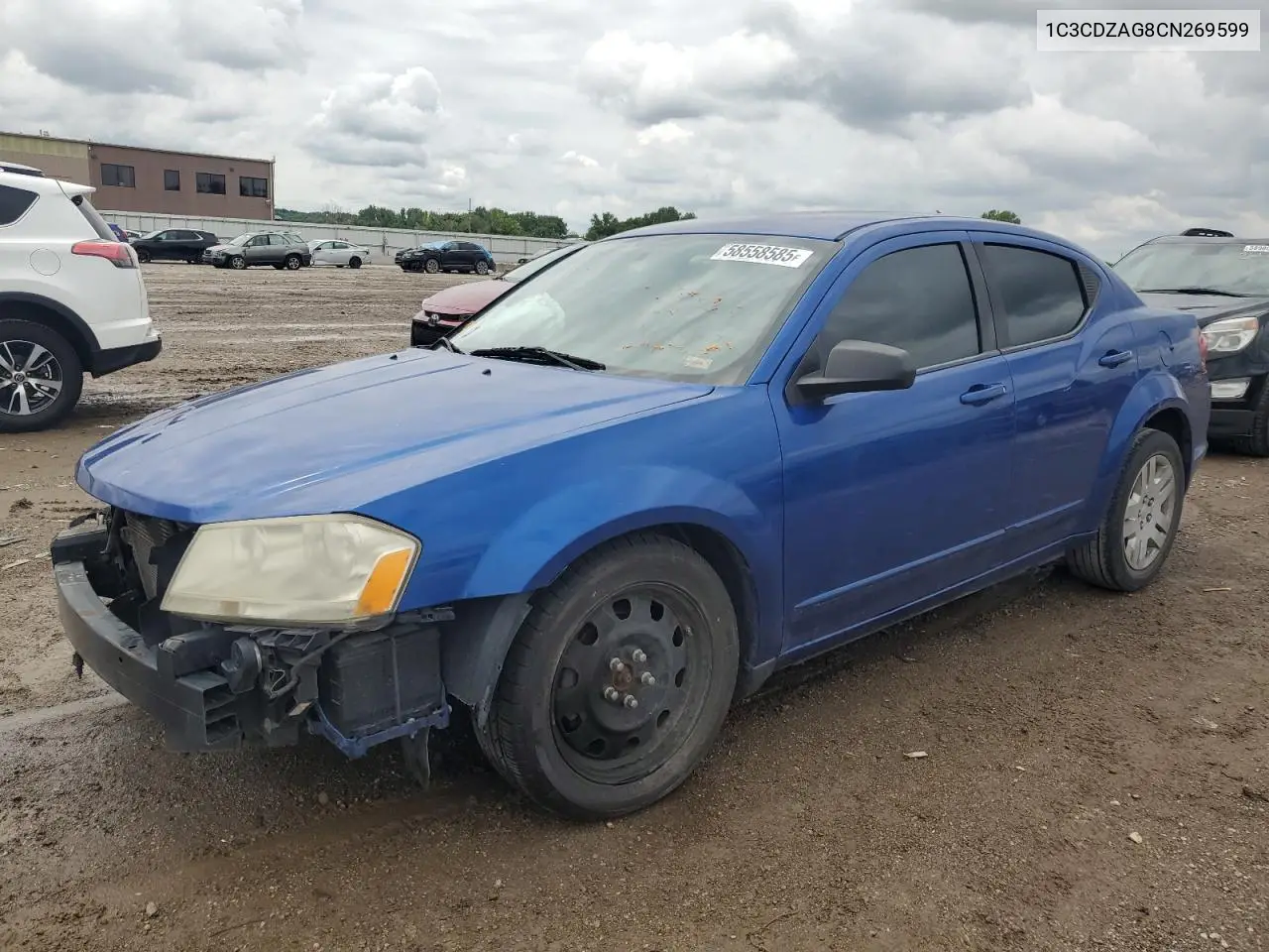 2012 Dodge Avenger Se VIN: 1C3CDZAG8CN269599 Lot: 58558585