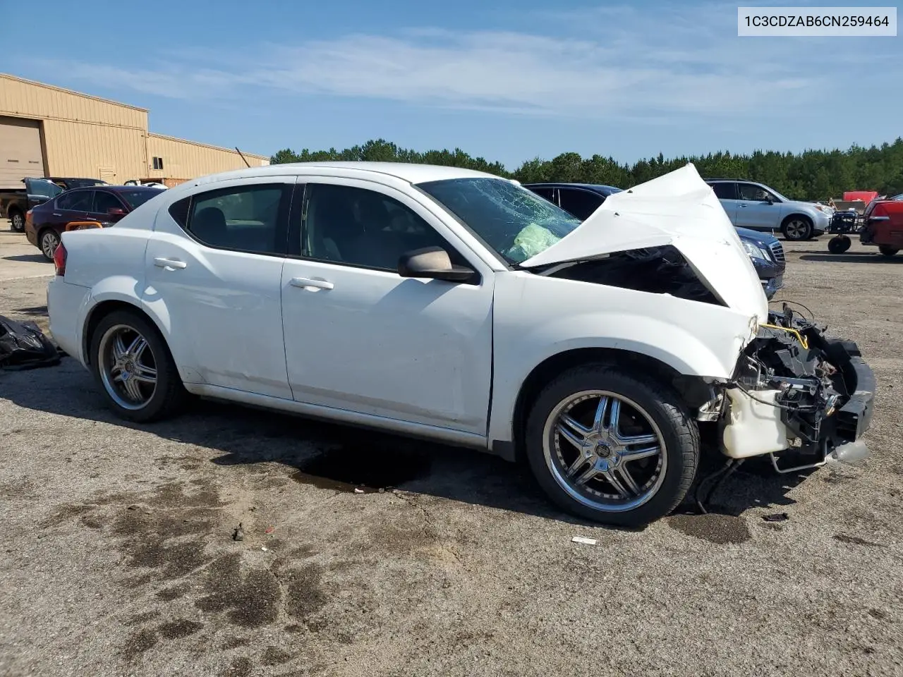 2012 Dodge Avenger Se VIN: 1C3CDZAB6CN259464 Lot: 62136225