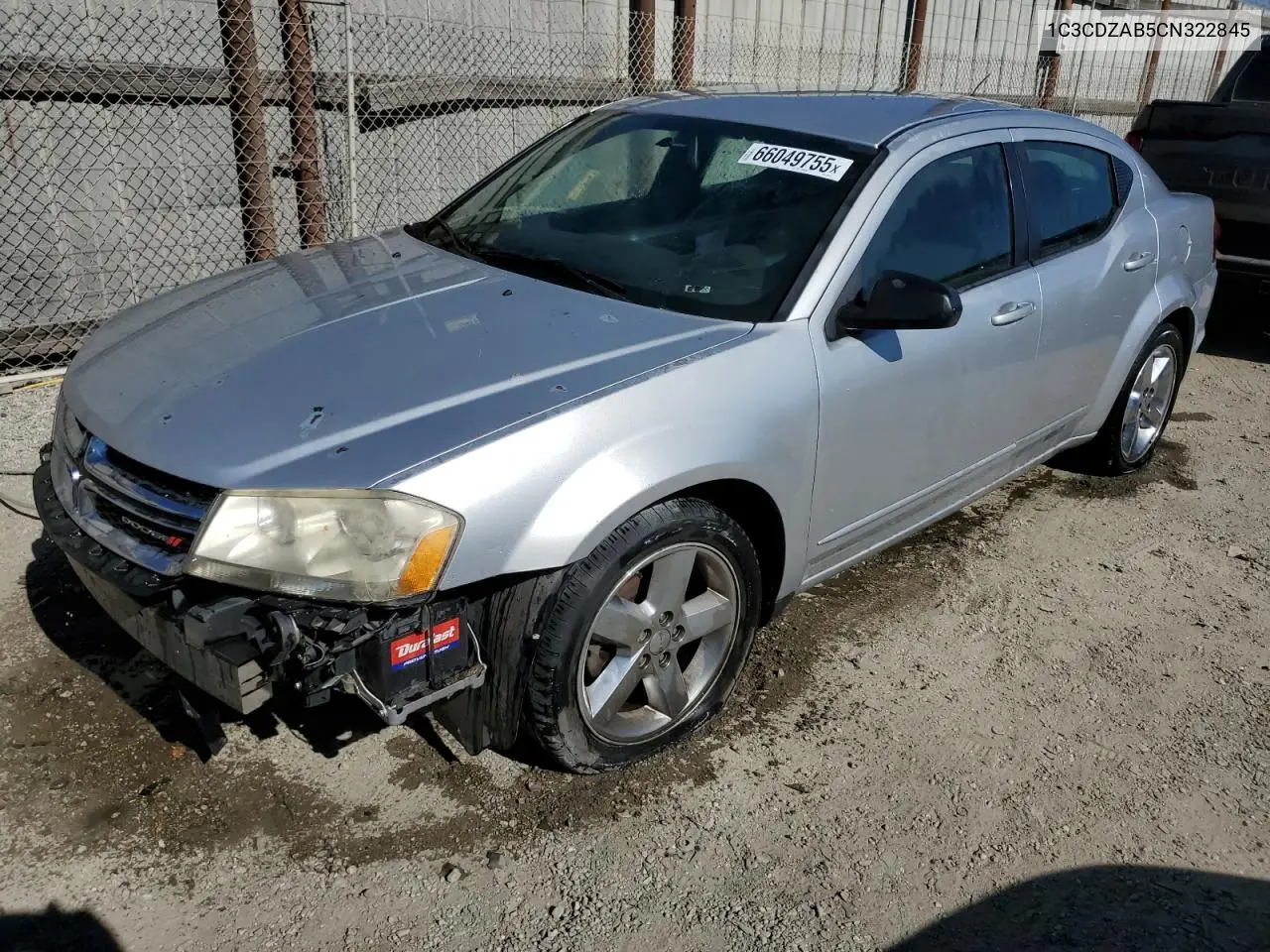 2012 Dodge Avenger Se VIN: 1C3CDZAB5CN322845 Lot: 66049755