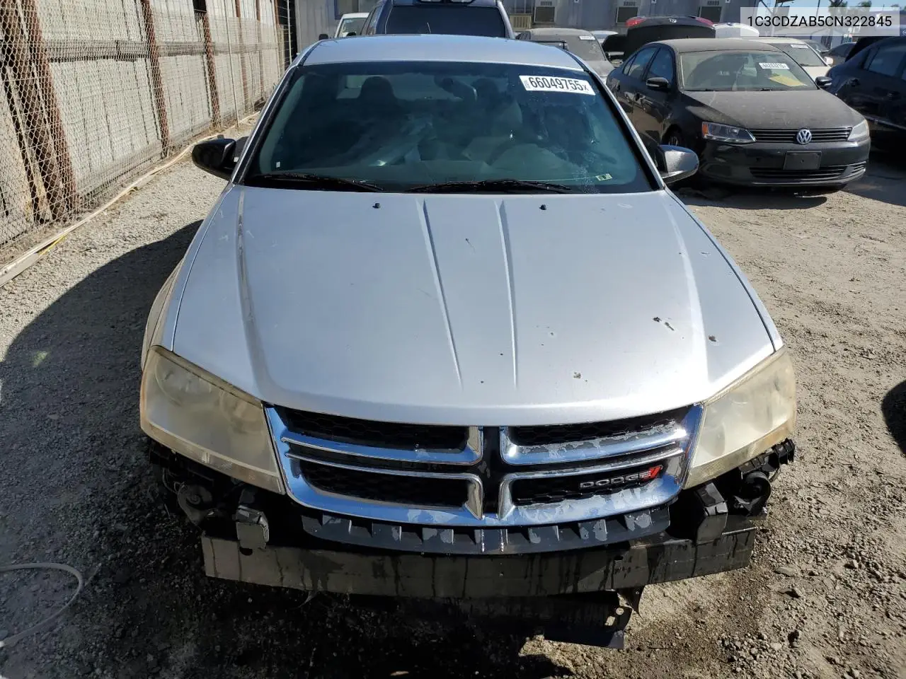 2012 Dodge Avenger Se VIN: 1C3CDZAB5CN322845 Lot: 66049755