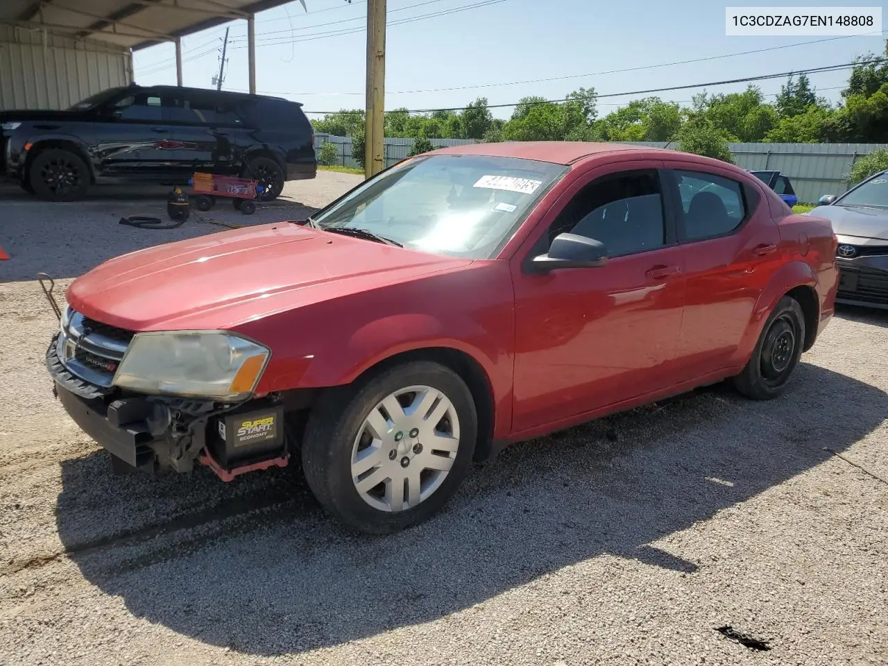 2014 Dodge Avenger Se VIN: 1C3CDZAG7EN148808 Lot: 54441095