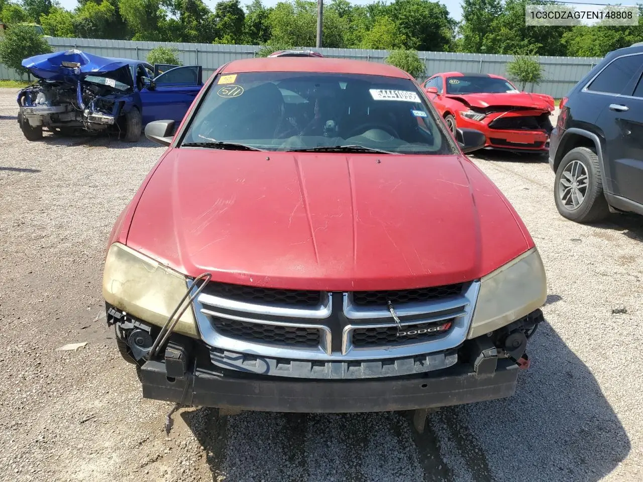 2014 Dodge Avenger Se VIN: 1C3CDZAG7EN148808 Lot: 54441095
