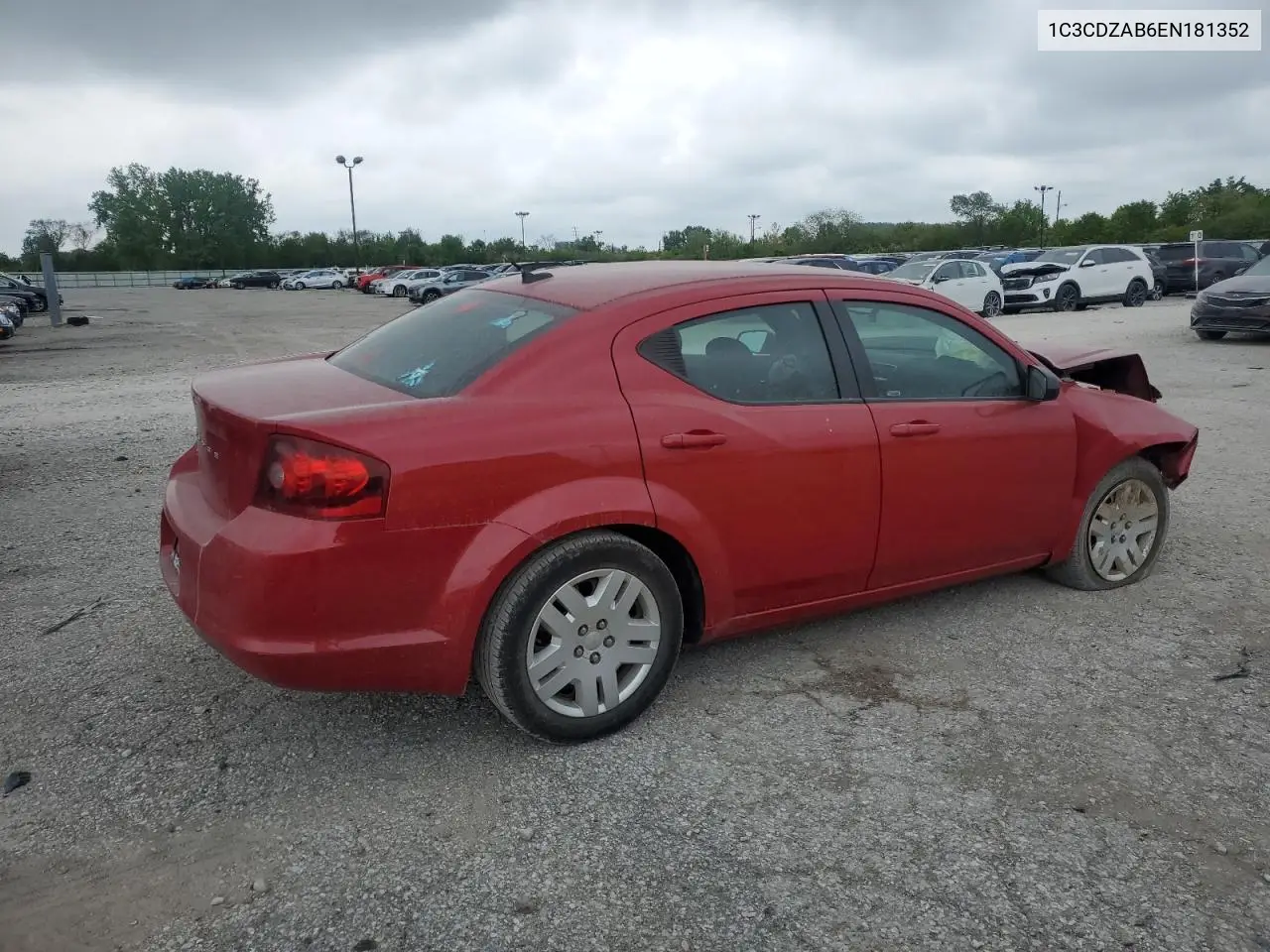 2014 Dodge Avenger Se VIN: 1C3CDZAB6EN181352 Lot: 56575905
