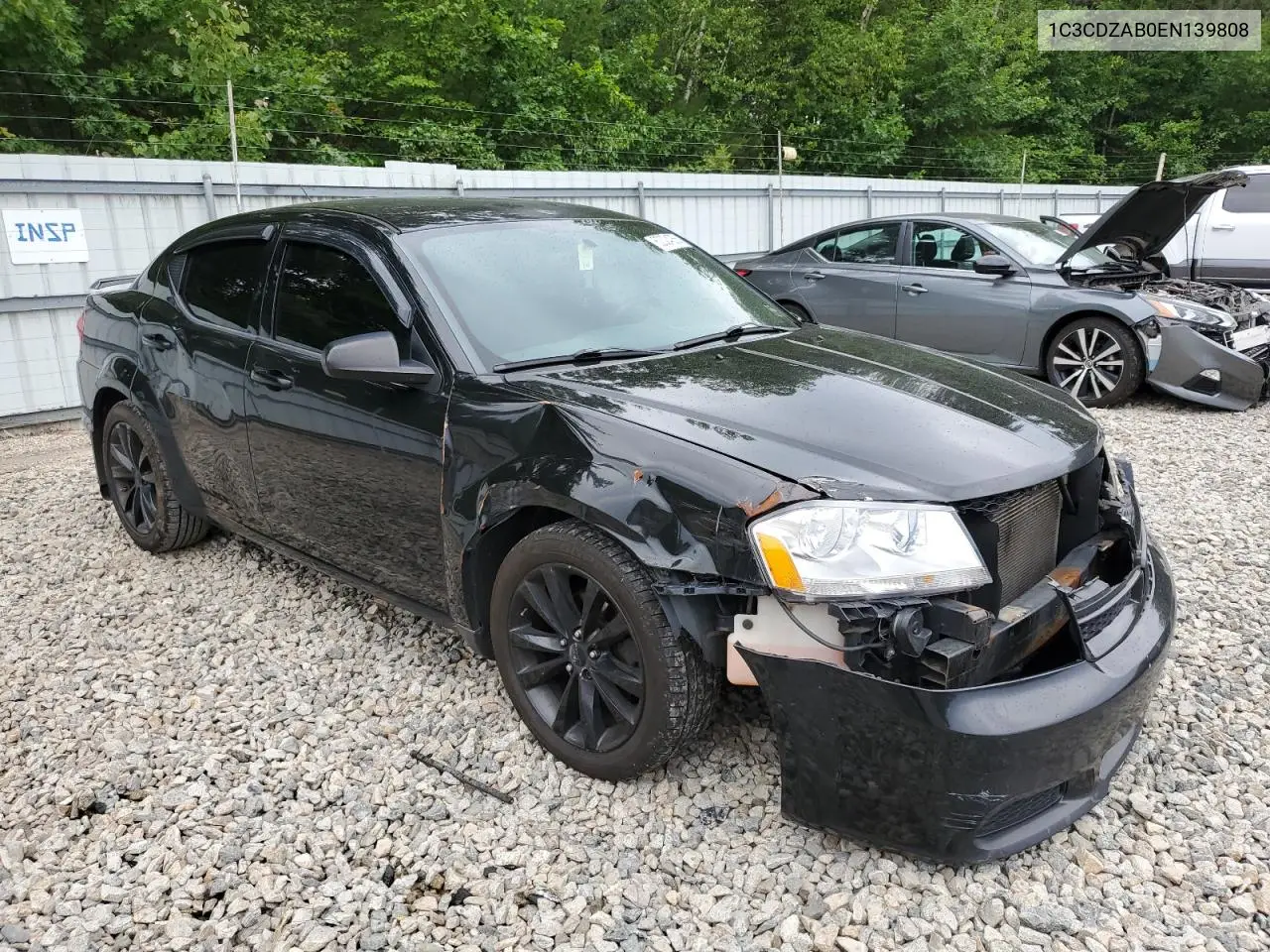 2014 Dodge Avenger Se VIN: 1C3CDZAB0EN139808 Lot: 62324055