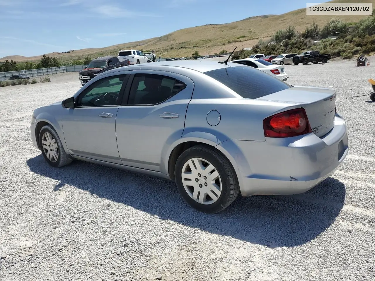 2014 Dodge Avenger Se VIN: 1C3CDZABXEN120702 Lot: 62397595