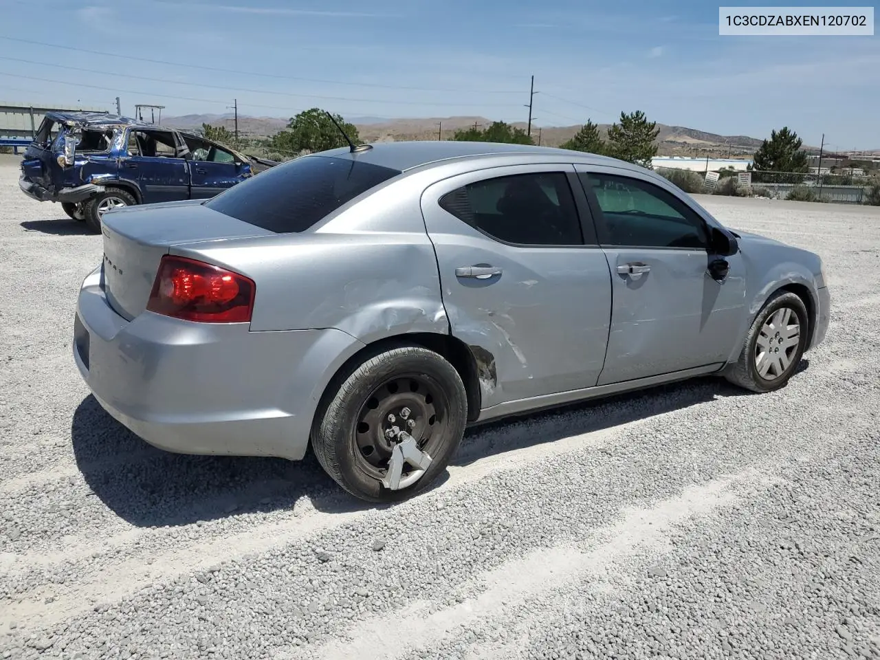 2014 Dodge Avenger Se VIN: 1C3CDZABXEN120702 Lot: 62397595