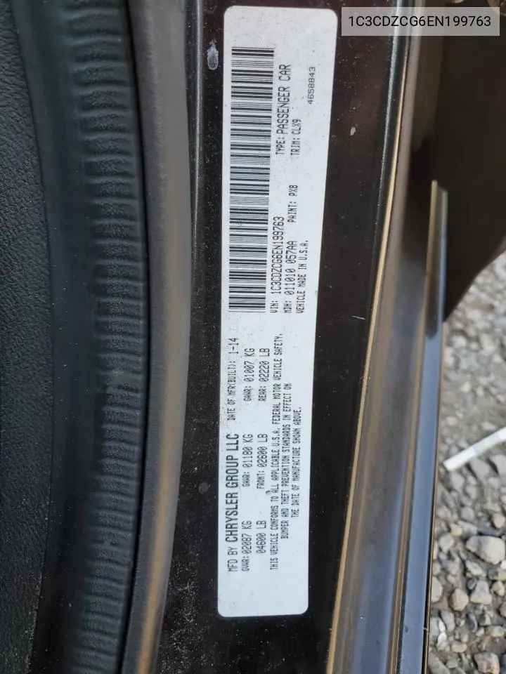 2014 Dodge Avenger Sxt VIN: 1C3CDZCG6EN199763 Lot: 62737815