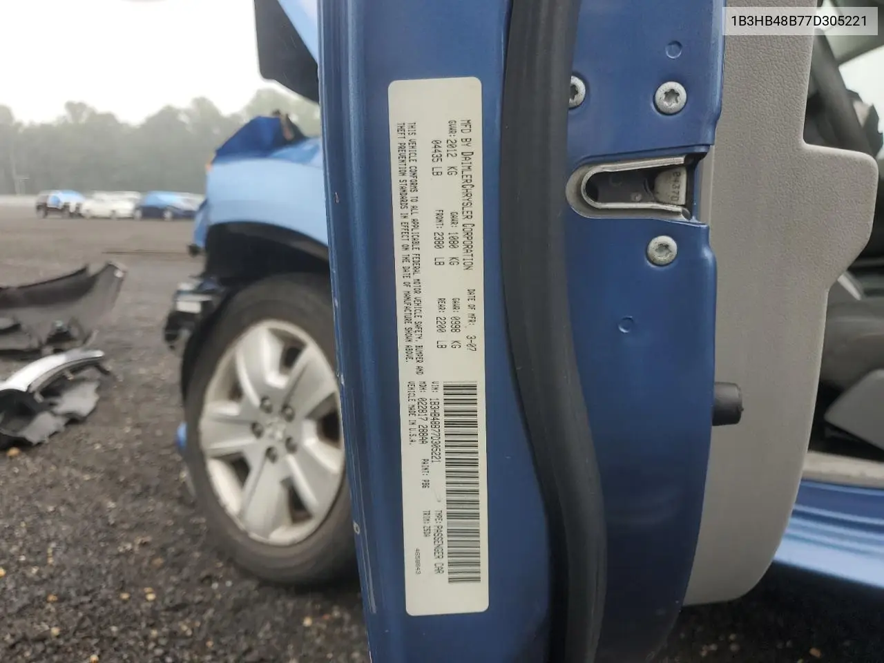 2007 Dodge Caliber Sxt VIN: 1B3HB48B77D305221 Lot: 62736675