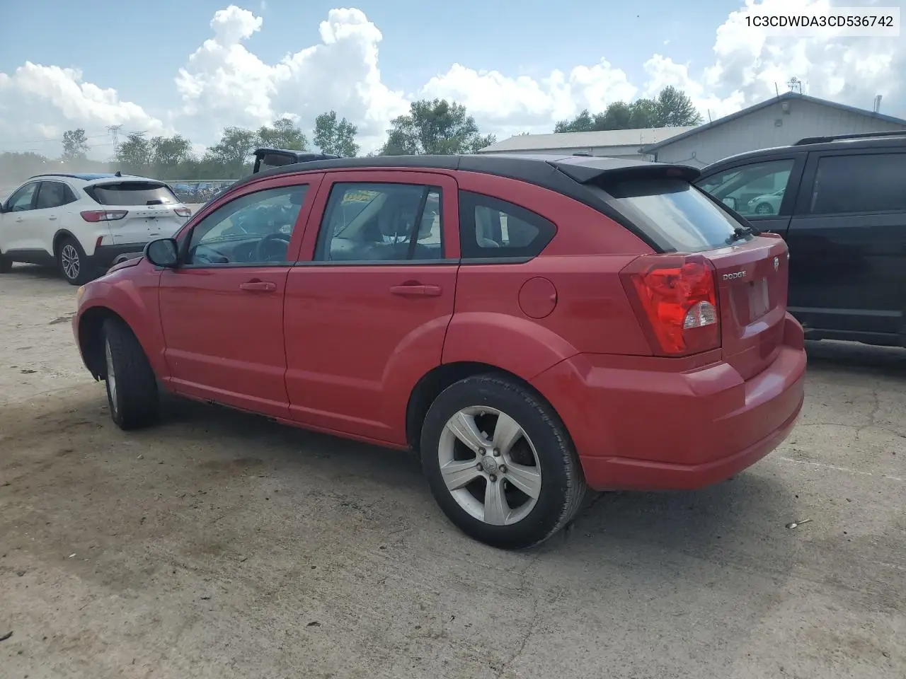 2012 Dodge Caliber Sxt VIN: 1C3CDWDA3CD536742 Lot: 62701965