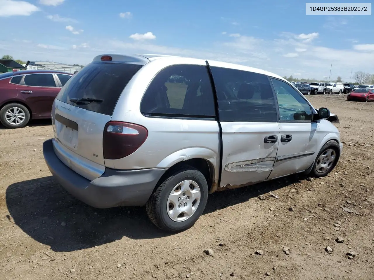 2003 Dodge Caravan Se VIN: 1D4GP25383B202072 Lot: 55799355