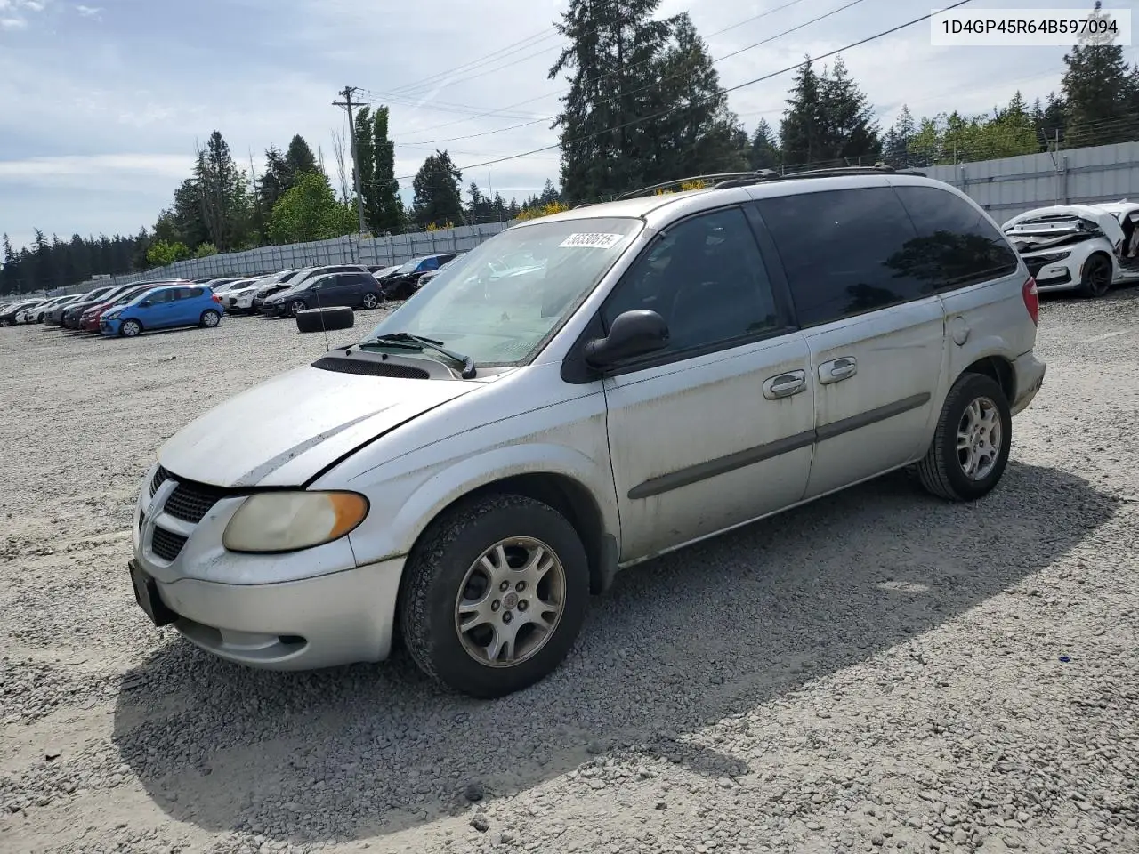 2004 Dodge Caravan Sxt VIN: 1D4GP45R64B597094 Lot: 56530615
