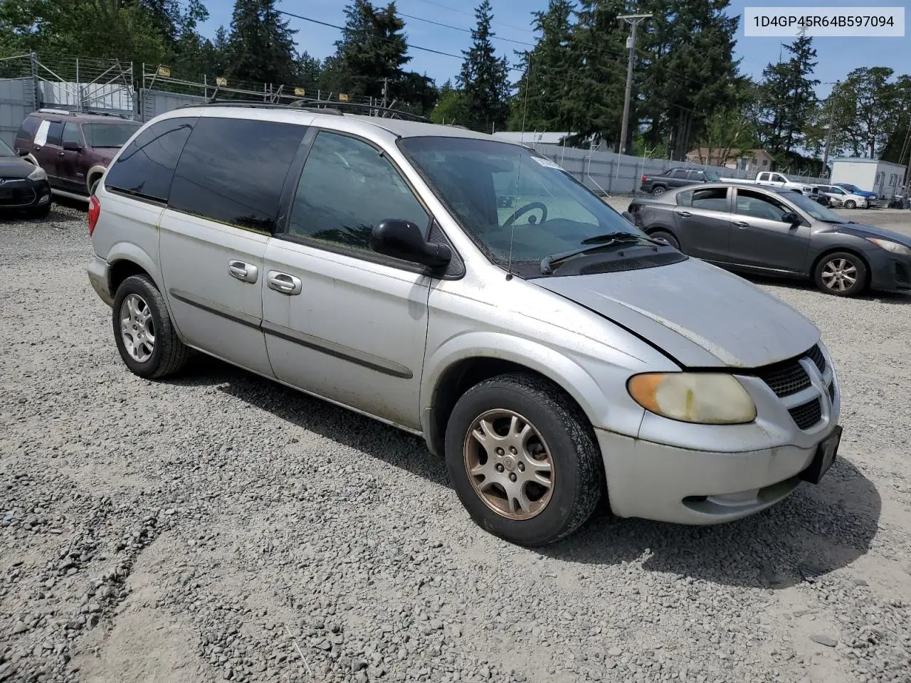 2004 Dodge Caravan Sxt VIN: 1D4GP45R64B597094 Lot: 56530615