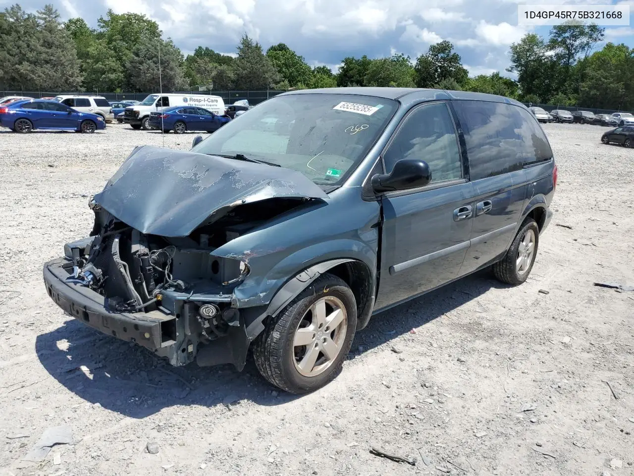 2005 Dodge Caravan Sxt VIN: 1D4GP45R75B321668 Lot: 65255285