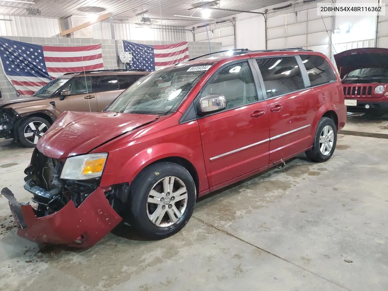 2008 Dodge Grand Caravan Sxt VIN: 2D8HN54X48R116362 Lot: 86359394