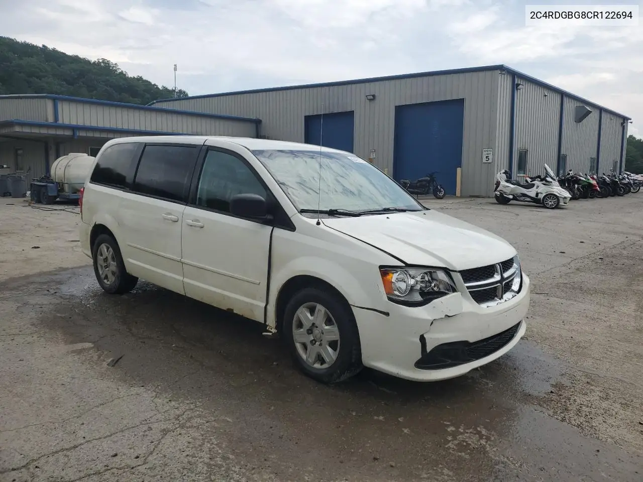 2012 Dodge Grand Caravan Se VIN: 2C4RDGBG8CR122694 Lot: 62483175