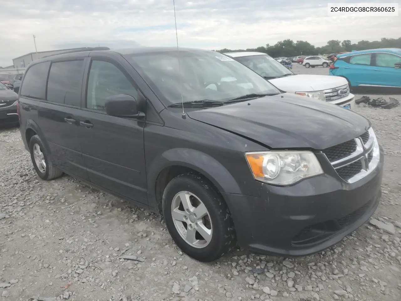 2012 Dodge Grand Caravan Sxt VIN: 2C4RDGCG8CR360625 Lot: 62827185