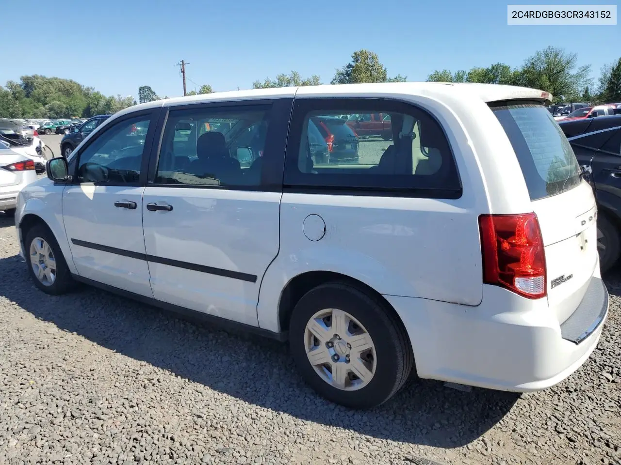 2012 Dodge Grand Caravan Se VIN: 2C4RDGBG3CR343152 Lot: 63167725