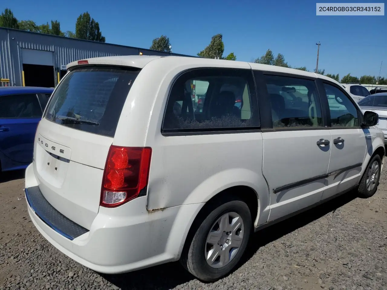 2012 Dodge Grand Caravan Se VIN: 2C4RDGBG3CR343152 Lot: 63167725