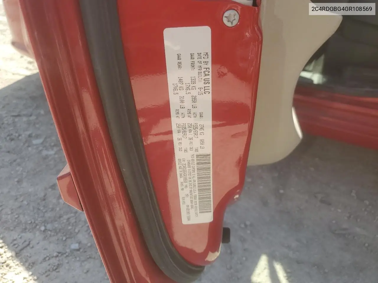 2016 Dodge Grand Caravan Se VIN: 2C4RDGBG4GR108569 Lot: 62995485