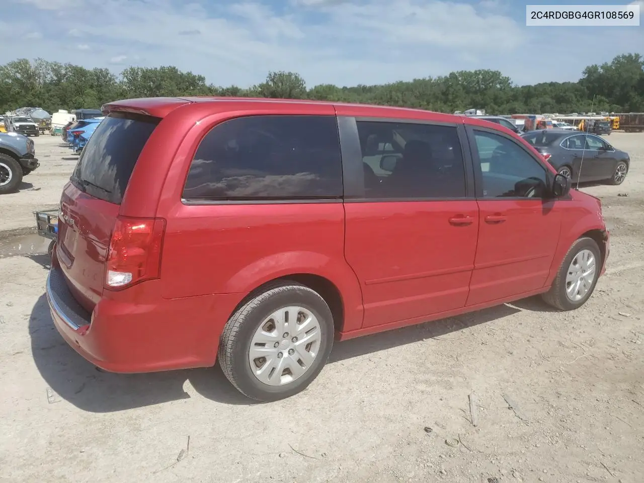 2016 Dodge Grand Caravan Se VIN: 2C4RDGBG4GR108569 Lot: 62995485