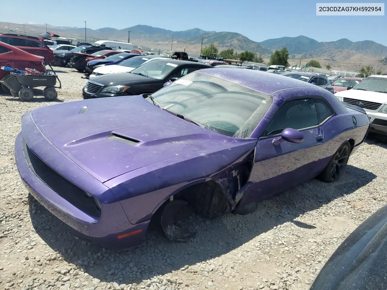 2019 Dodge Challenger Sxt VIN: 2C3CDZAG7KH592954 Lot: 61004555