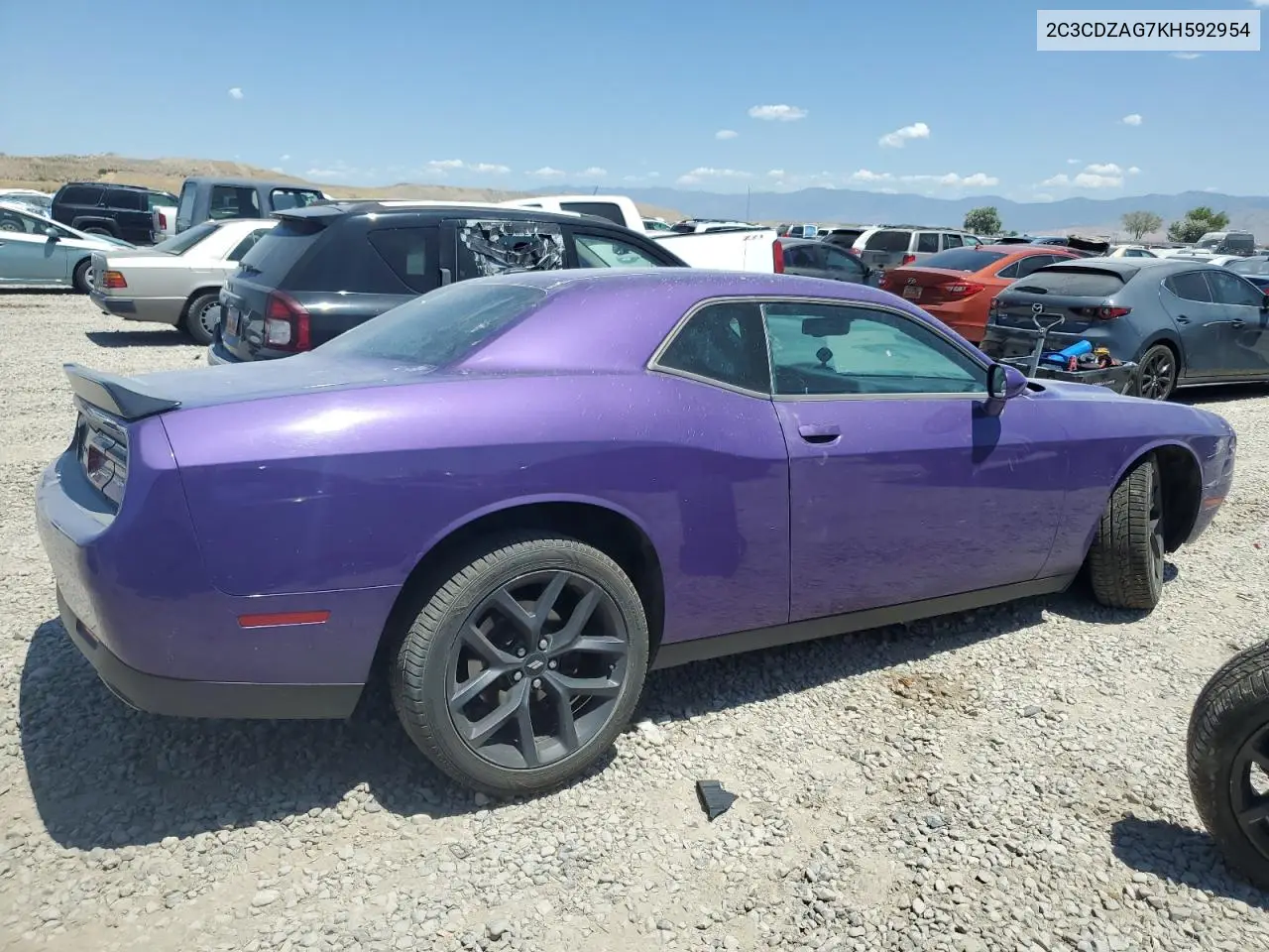 2019 Dodge Challenger Sxt VIN: 2C3CDZAG7KH592954 Lot: 61004555