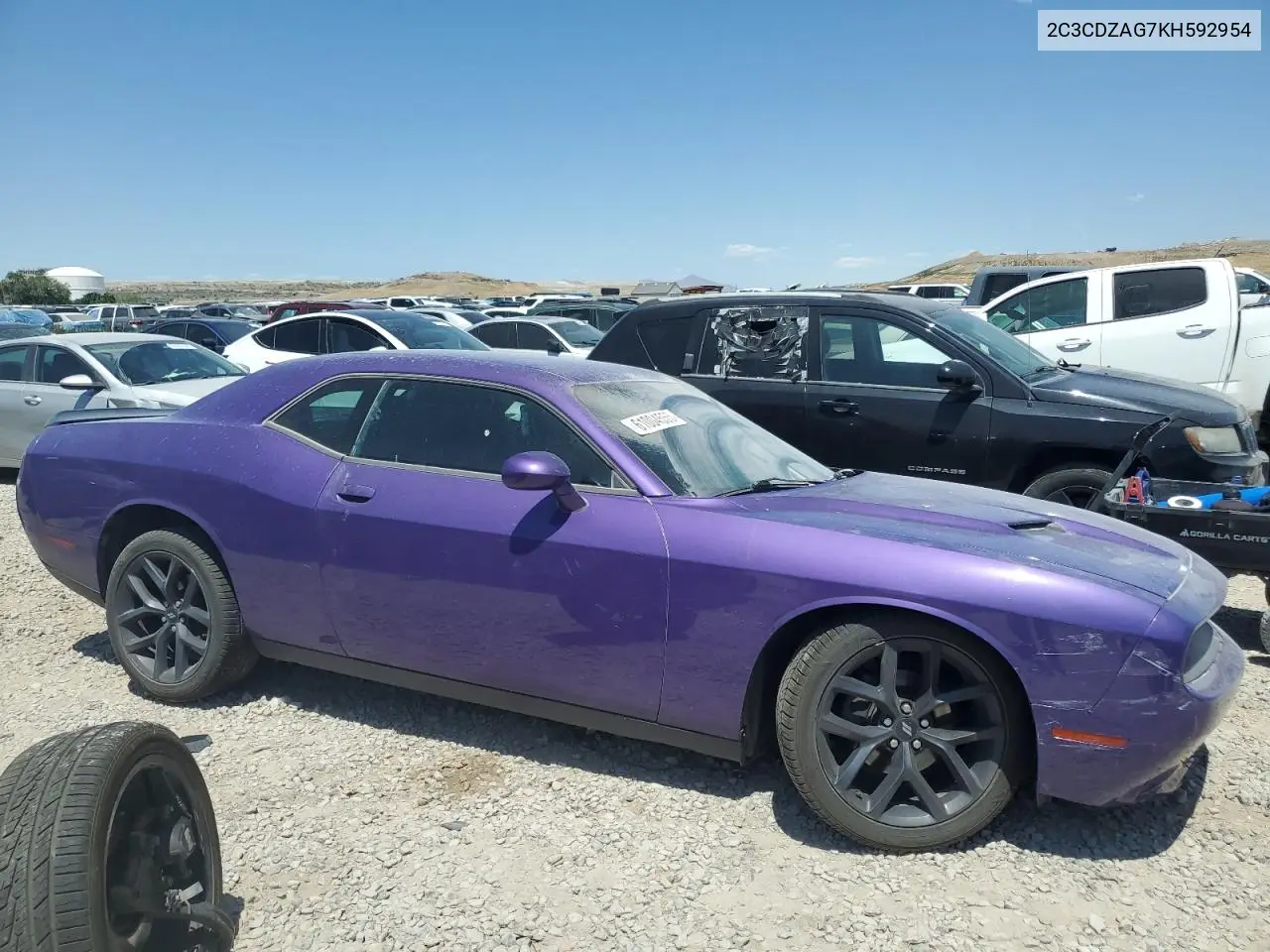 2019 Dodge Challenger Sxt VIN: 2C3CDZAG7KH592954 Lot: 61004555