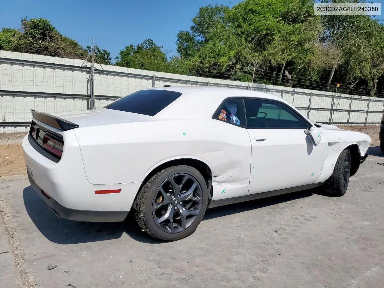 2020 Dodge Challenger Sxt VIN: 2C3CDZAG4LH243350 Lot: 56476225