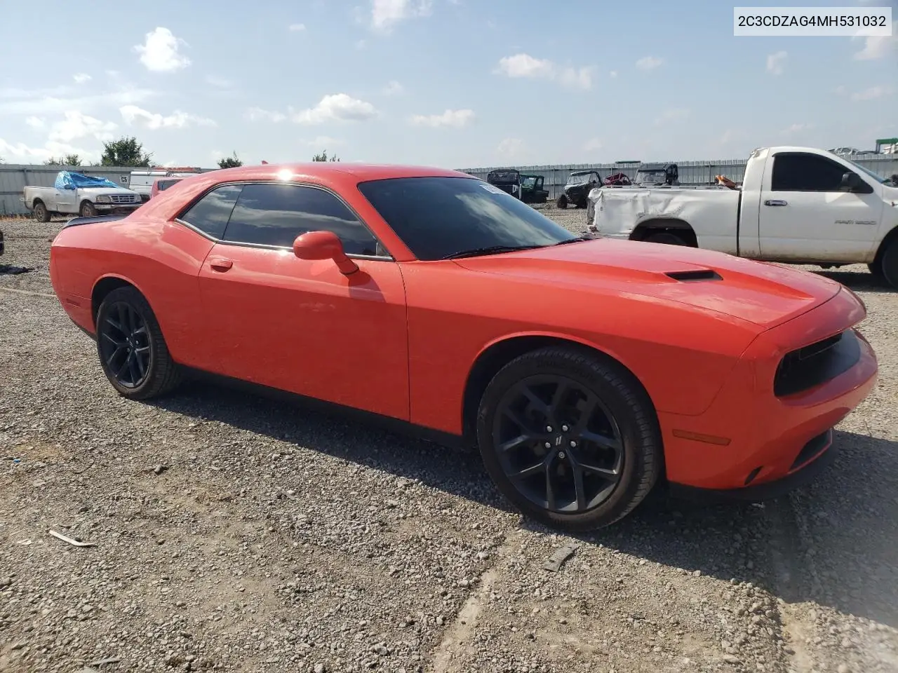 2021 Dodge Challenger Sxt VIN: 2C3CDZAG4MH531032 Lot: 63187385