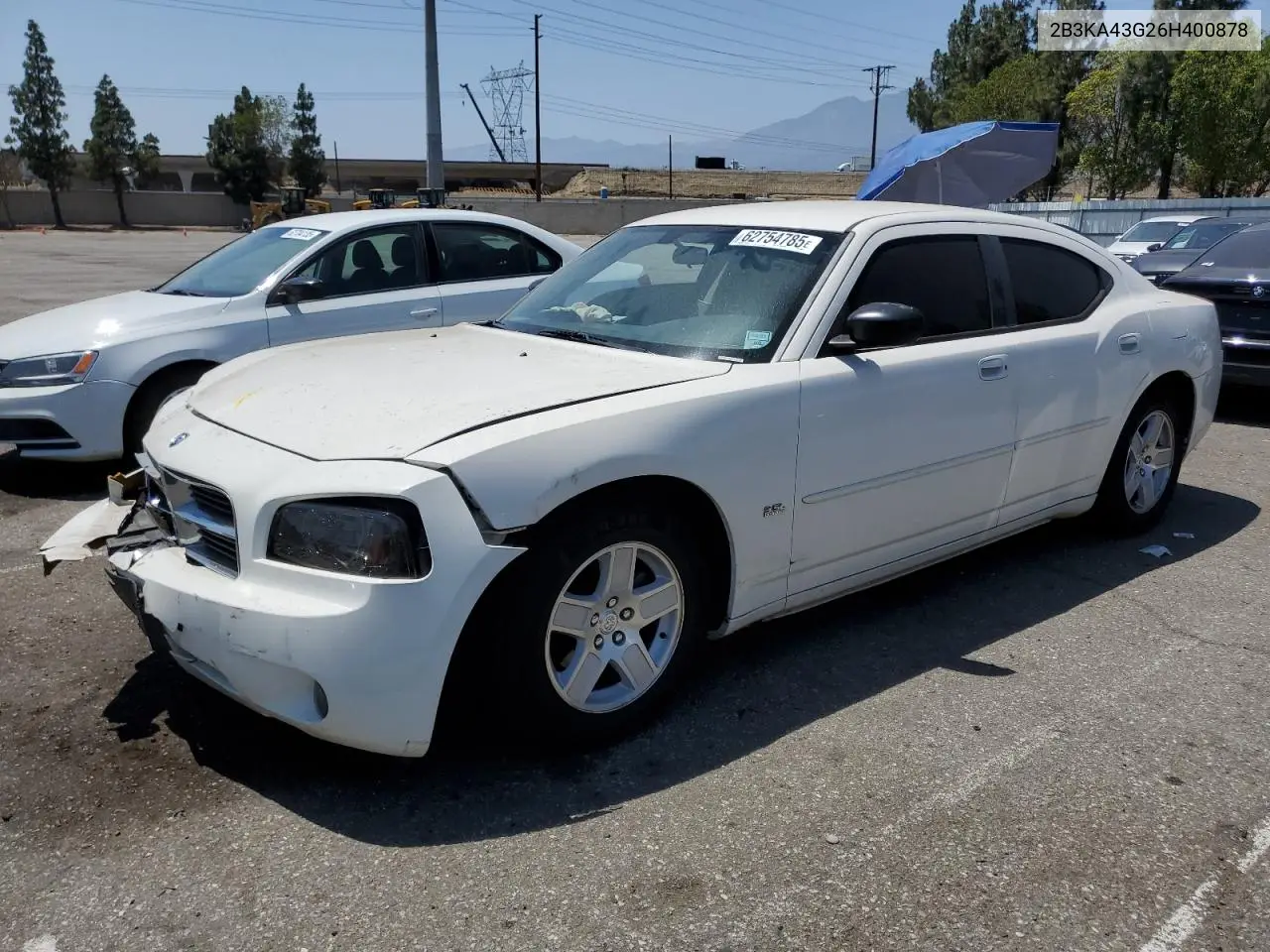2006 Dodge Charger Se VIN: 2B3KA43G26H400878 Lot: 62754785
