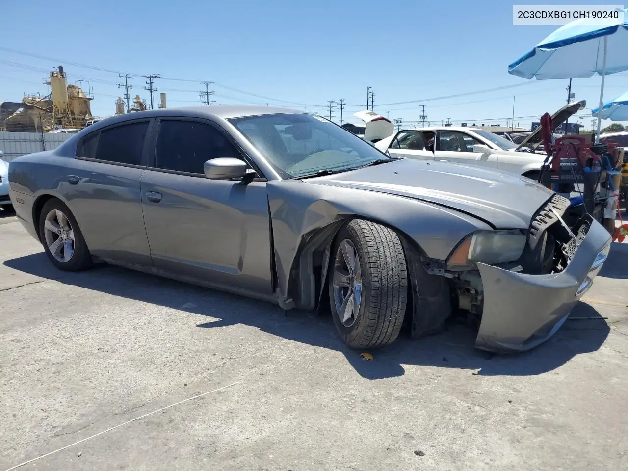 2012 Dodge Charger Se VIN: 2C3CDXBG1CH190240 Lot: 62869505