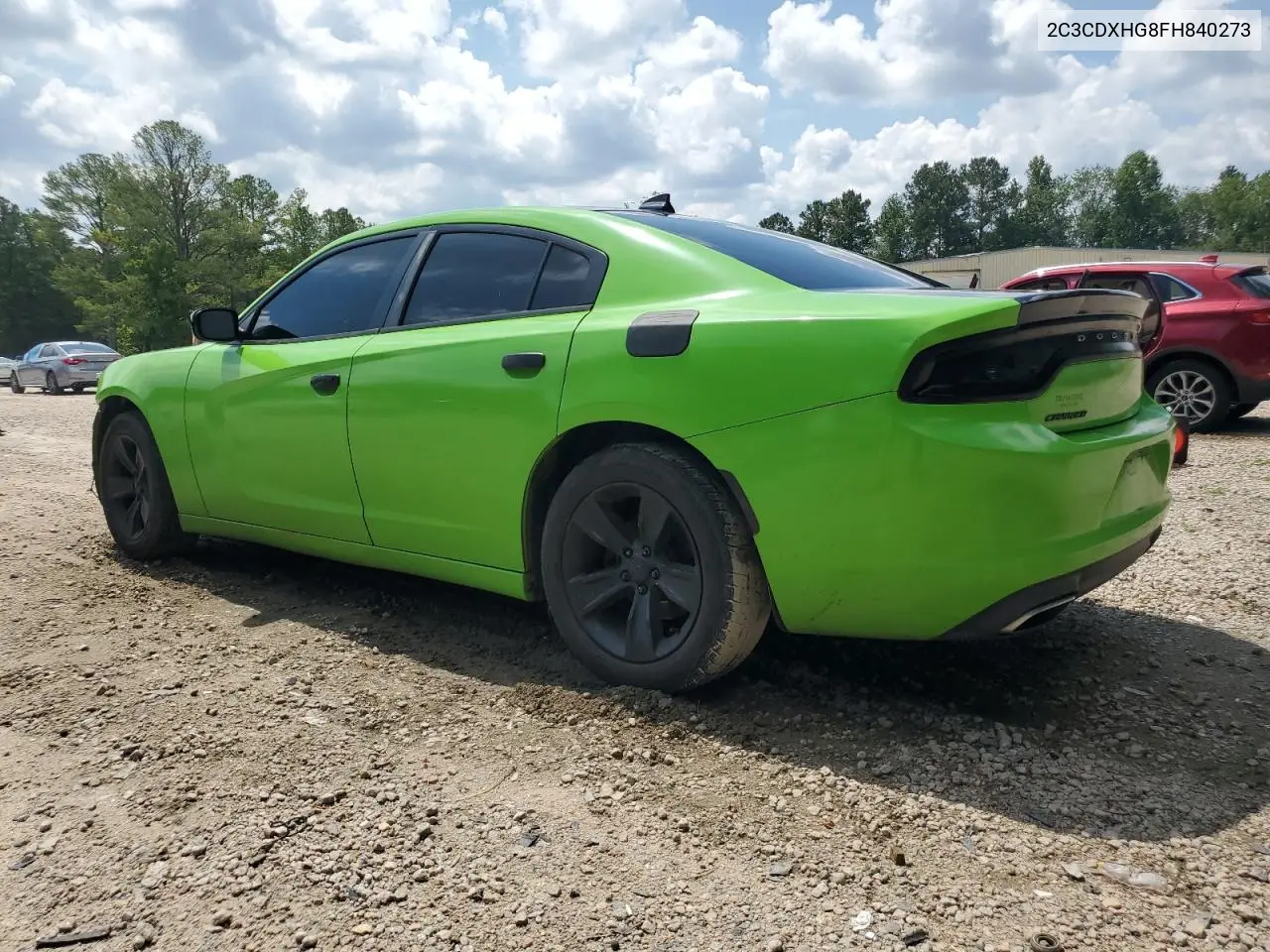 2015 Dodge Charger Sxt VIN: 2C3CDXHG8FH840273 Lot: 62835105
