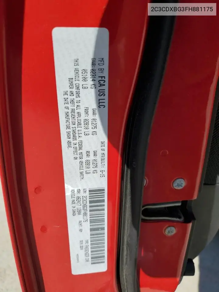 2015 Dodge Charger Se VIN: 2C3CDXBG3FH881175 Lot: 65335225