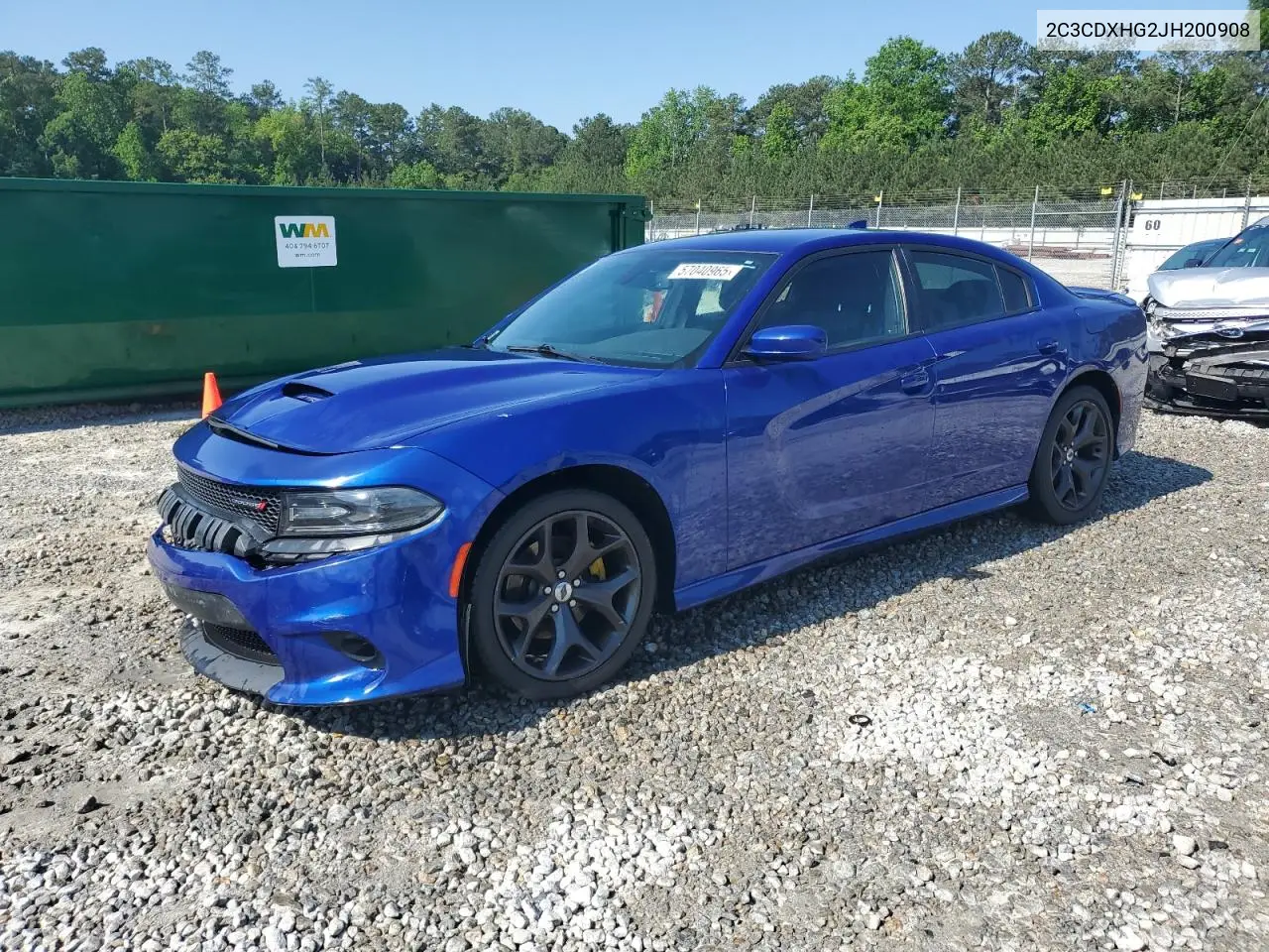 2018 Dodge Charger Sxt Plus VIN: 2C3CDXHG2JH200908 Lot: 57040965
