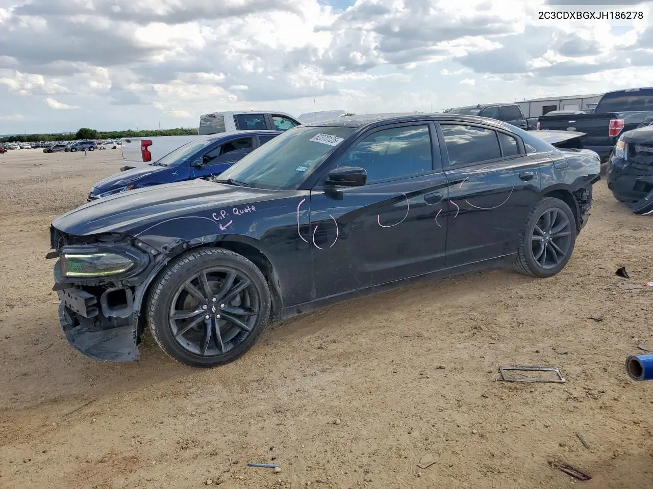 2018 Dodge Charger Sxt VIN: 2C3CDXBGXJH186278 Lot: 62370125