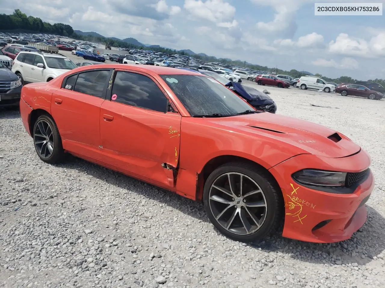 2019 Dodge Charger Sxt VIN: 2C3CDXBG5KH753286 Lot: 61360885