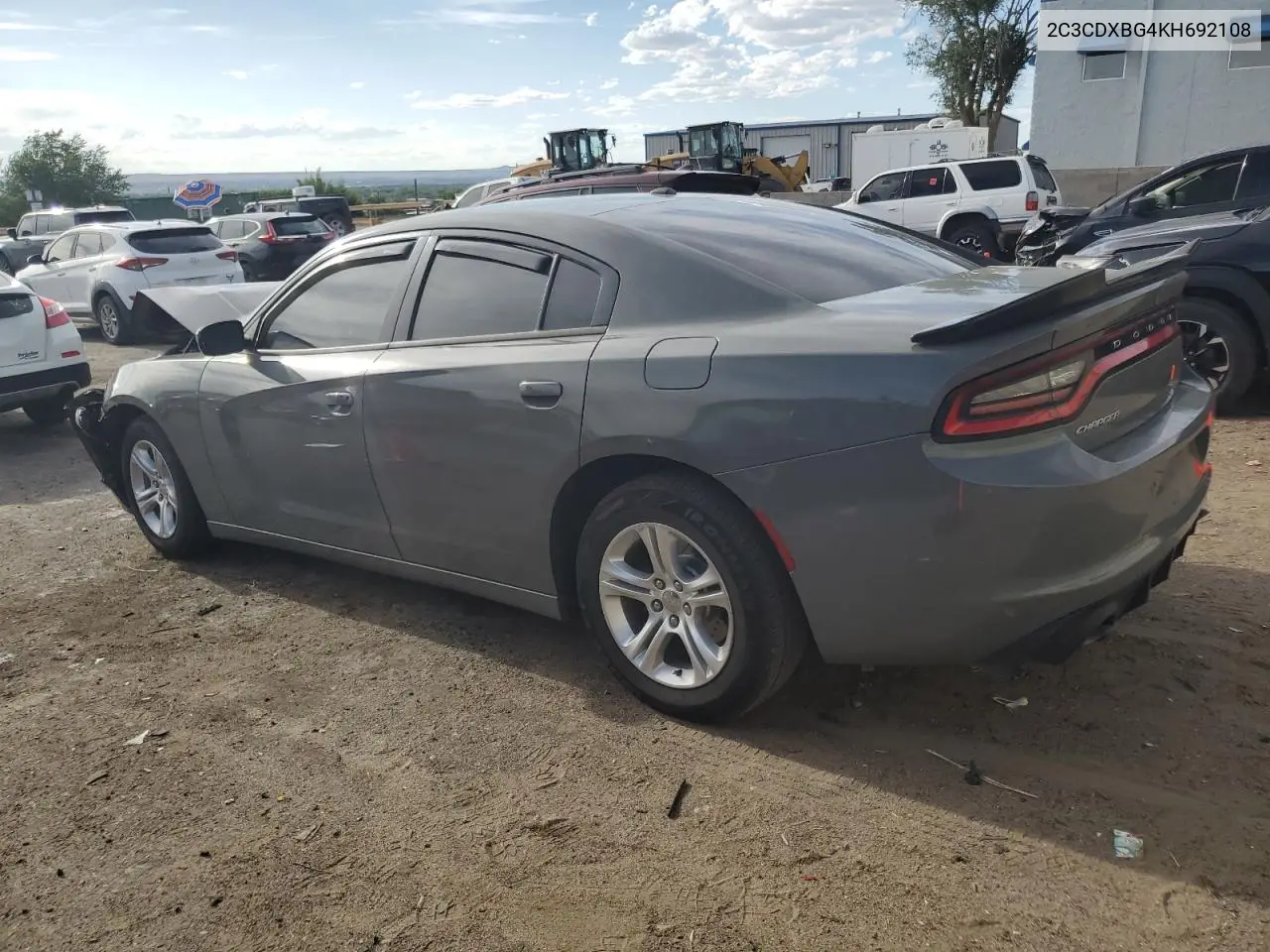 2019 Dodge Charger Sxt VIN: 2C3CDXBG4KH692108 Lot: 62699485