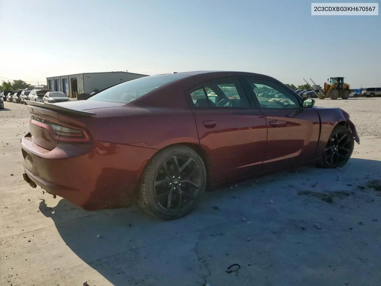 2019 Dodge Charger Sxt VIN: 2C3CDXBG3KH670567 Lot: 63945555