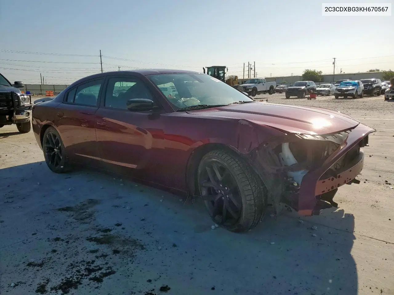 2019 Dodge Charger Sxt VIN: 2C3CDXBG3KH670567 Lot: 63945555