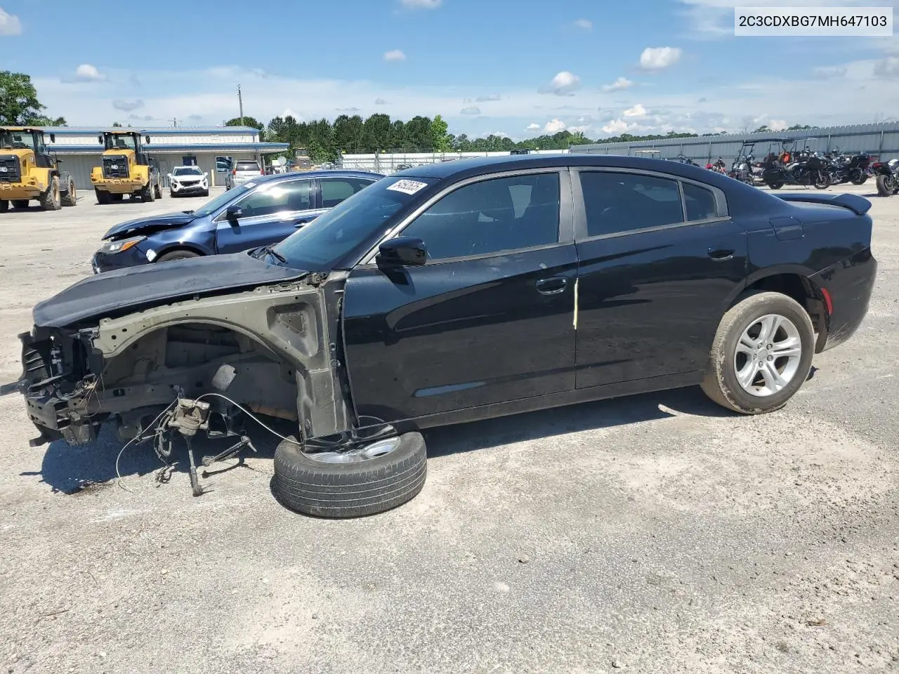 2021 Dodge Charger Sxt VIN: 2C3CDXBG7MH647103 Lot: 54592635