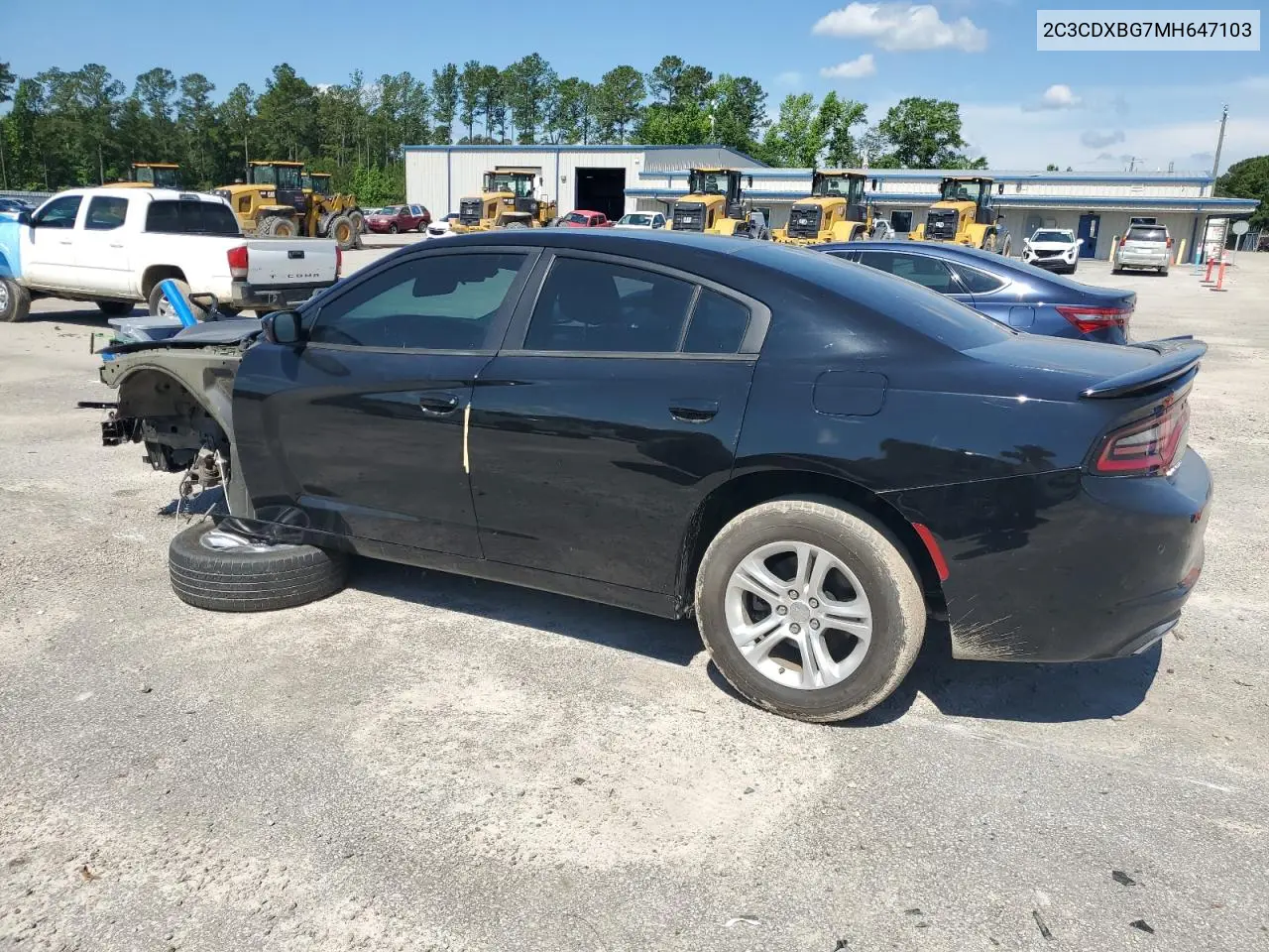 2021 Dodge Charger Sxt VIN: 2C3CDXBG7MH647103 Lot: 54592635