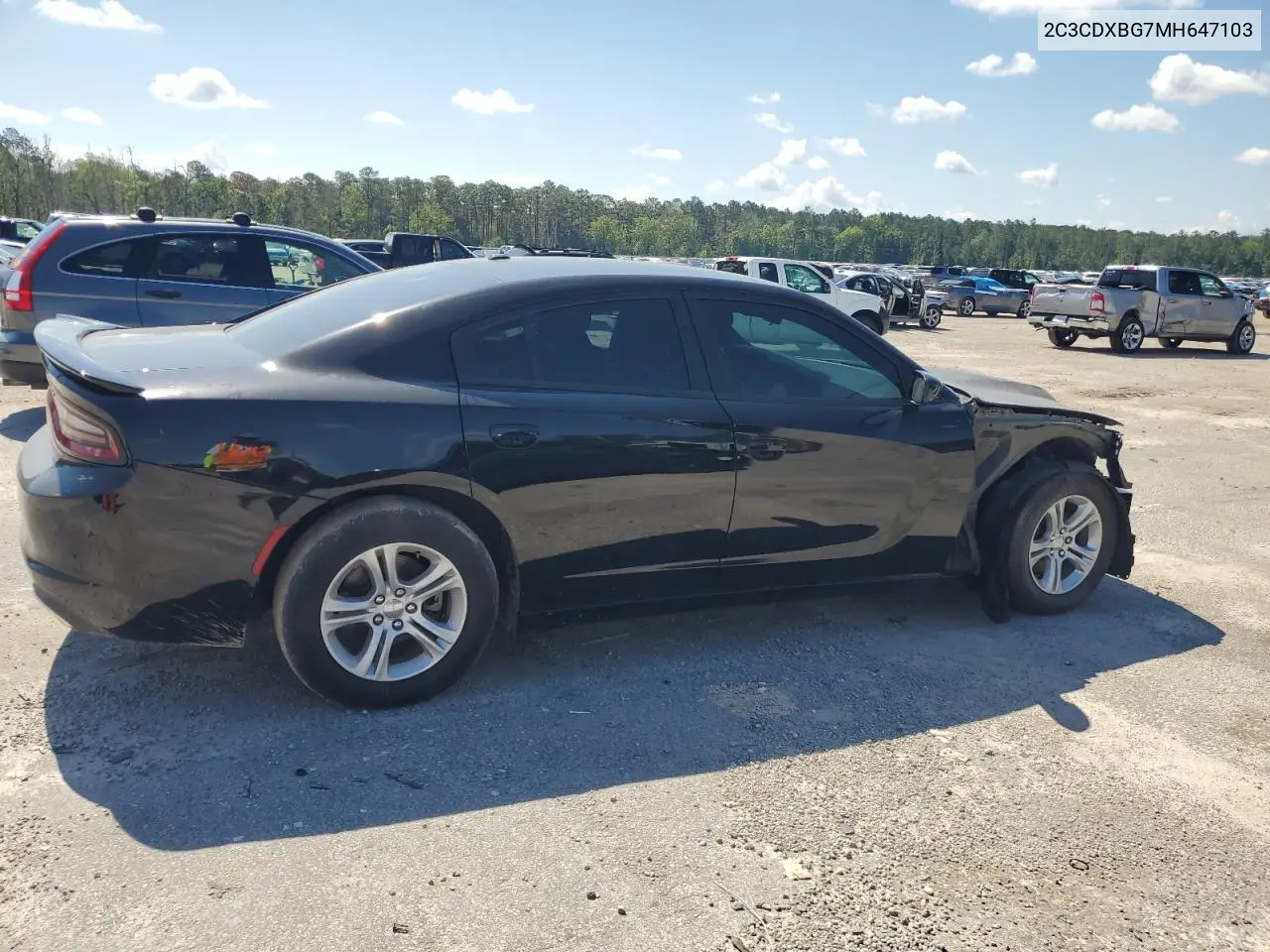 2021 Dodge Charger Sxt VIN: 2C3CDXBG7MH647103 Lot: 54592635
