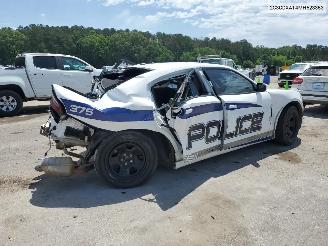 2021 Dodge Charger Police VIN: 2C3CDXAT4MH523353 Lot: 56326595