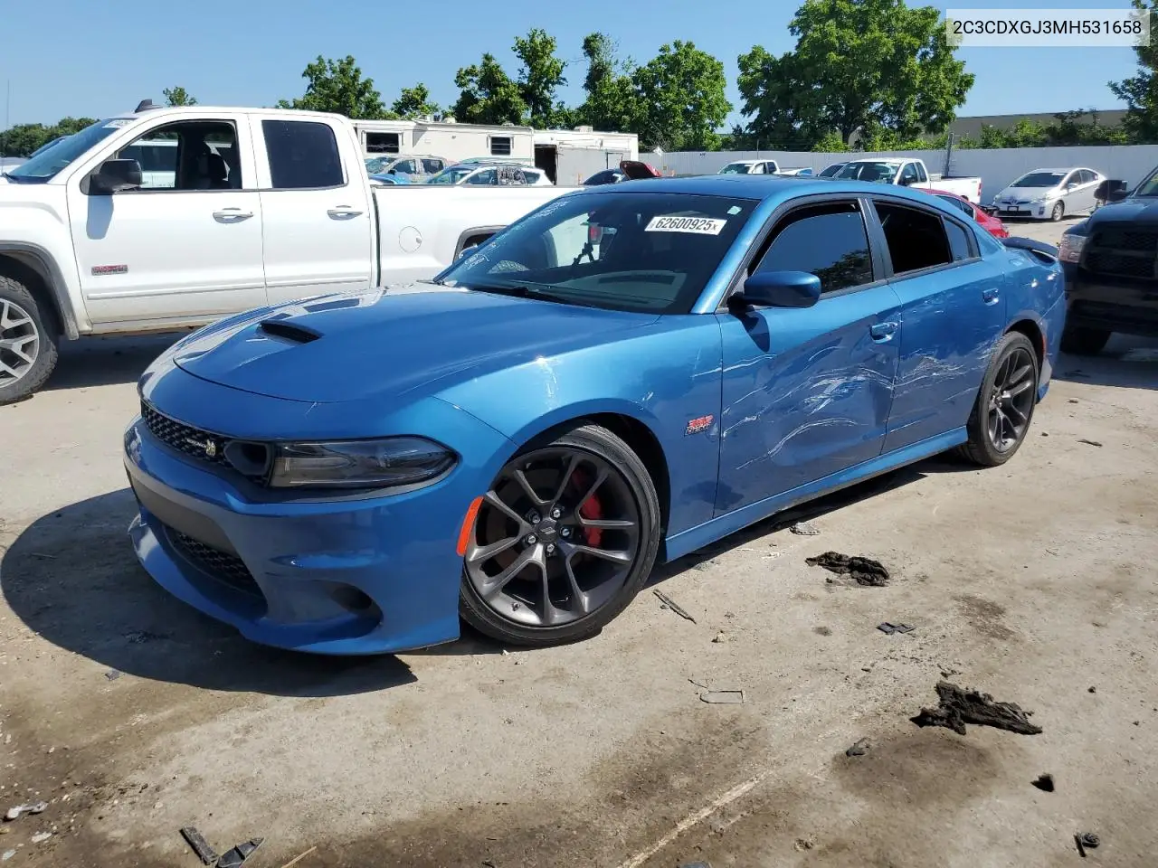 2021 Dodge Charger Scat Pack VIN: 2C3CDXGJ3MH531658 Lot: 62600925